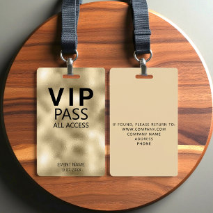 Badge Insigne d'or de l'événement VIP All Access personn