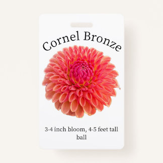 Badge Insigne ID Dahlia en bronze du noyau