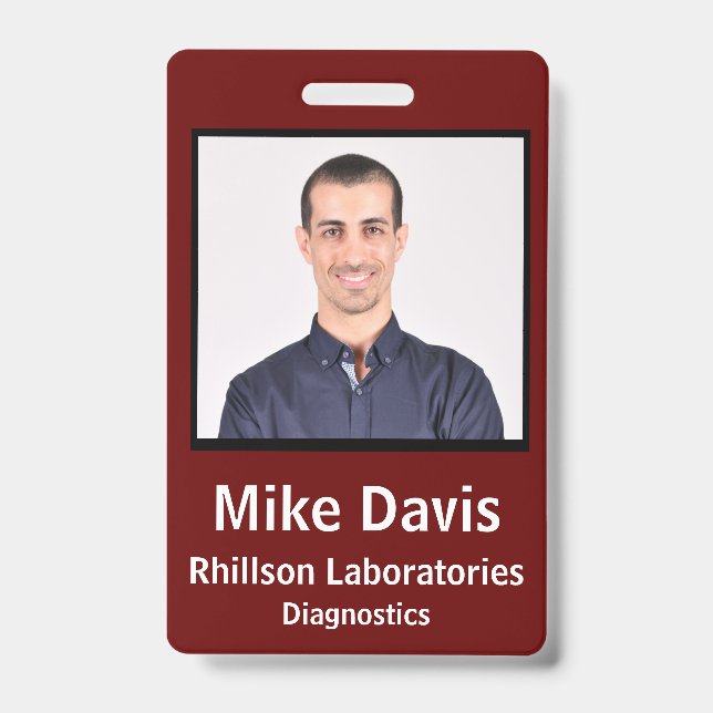 Badge Insigne ID employé Conception verticale Bourgogne (Avant)