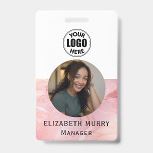 Badge Insigne minimaliste de marbre rose clair pour l'em
