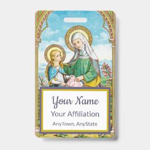 Badge Insigne néo-gothique Sainte-Anne et Jeune Marie (S