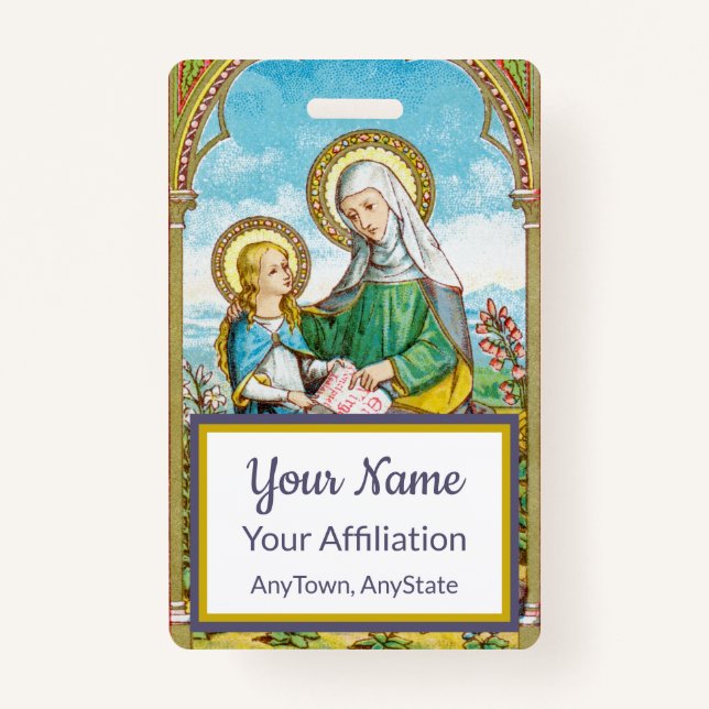 Badge Insigne néo-gothique Sainte-Anne et Jeune Marie (S (Devant)