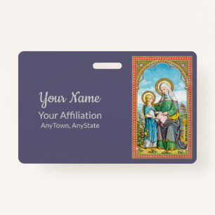 Badge Insigne néo-gothique Sainte-Anne et Jeune Marie (S