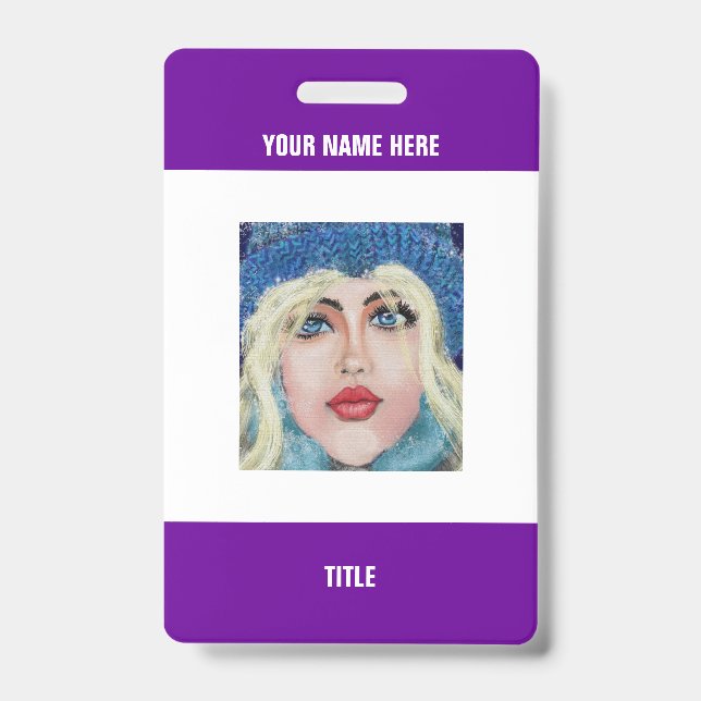 Badge Insigne personnalisé Votre photo ou logo Nom Info (Avant)