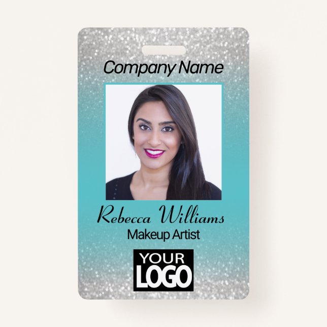 Badge Insigne photo - Bleu avec Parties scintillant Faux (Devant)