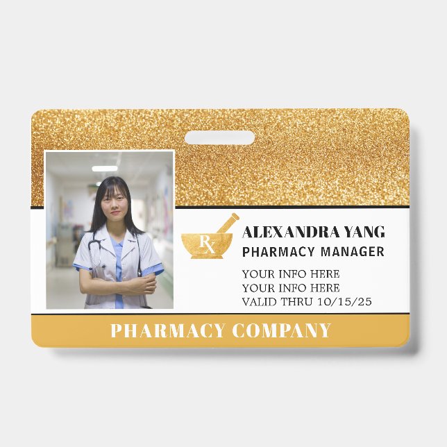 Badge Insigne photo de luxe Pharmacy Gold (Avant)