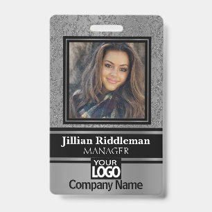 Badge Insigne photo et logo gris et noir d'argent