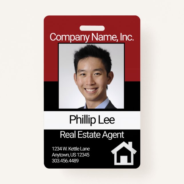 Badge Insigne photo professionnel - Rouge foncé / Noir (Devant)