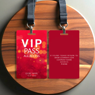Badge Insigne rouge de l'événement VIP All Access person