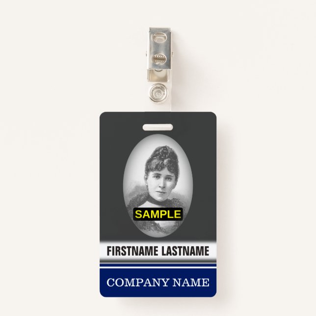 Badge Insigne simple de photo des employés d'affaires (Devant avec clip)