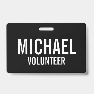 Badge Insigne volontaire noir avec nom personnalisé