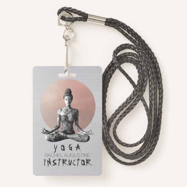 Badge Instructeur de méditation Yoga Reiki Master Lotus  (Devant avec lanière)