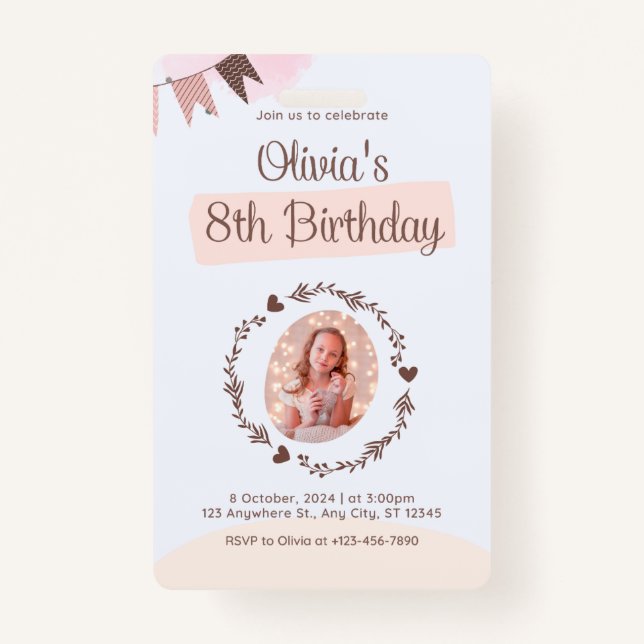 Badge Invitation d'anniversaire (Devant)