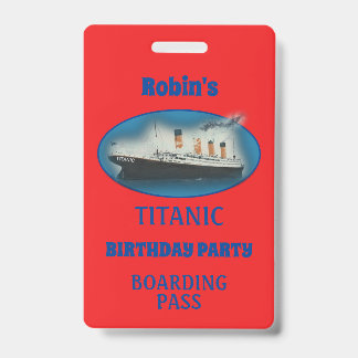 Badge Invitation d'anniversaire Titanic Bateau à vapeur 