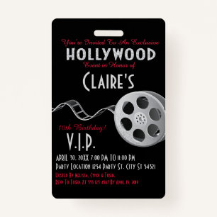 Badge Invitation de Hollywood Party