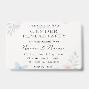 Badge Invitation de Révélation du Sexe Florale Minimalis