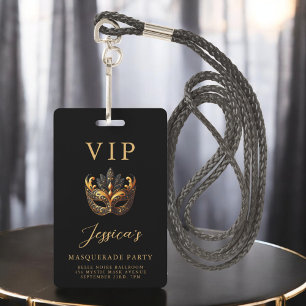 Badge Invitation VIP Black Gold Masquerade