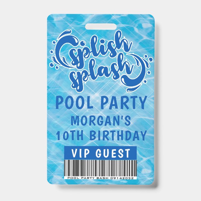 Badge Invitation VIP de la partie de la piscine de squas (Avant)