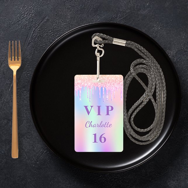 Badge Invitation VIP fête d'anniversaire avec paillettes (Créateur téléchargé)