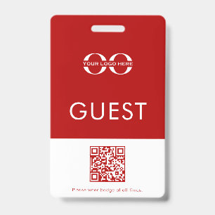 Badge invité personnalisé rouge avec logo et code