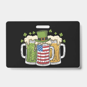 Badge Irish Beer Irlande USA Drapeau américain St Patric
