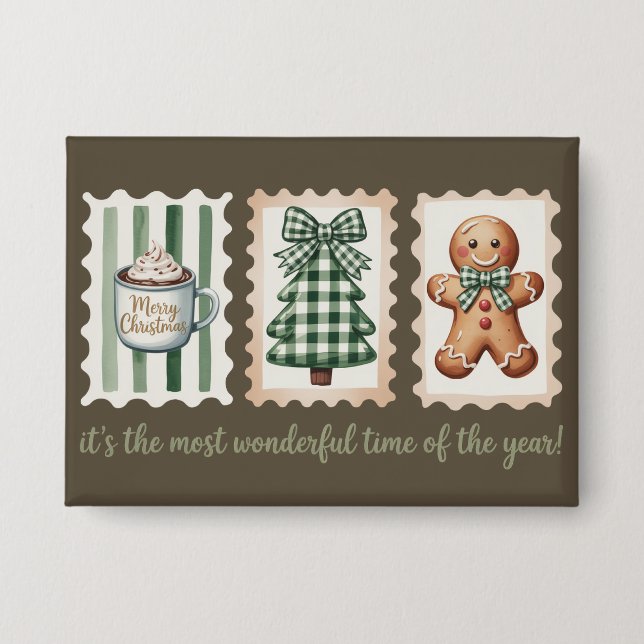 Badge It's The Most Wonderful Time Christmas Gingerbread (Recto)