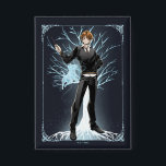 Badge Jack Russell Terrier Patronus d'Anime Ron Weasley<br><div class="desc">Cette illustration vibrante de style anime présente Ron Weasley, l'ami loyal et courageux de la série Harry Potter, qui a réussi à lancer son charme Patronus. Ron évoque un Jack Russell Terrier, son patronus à l'esprit unique, au milieu d'un paysage spectaculaire de branches magiques et glacées. Le décor bleu profond,...</div>
