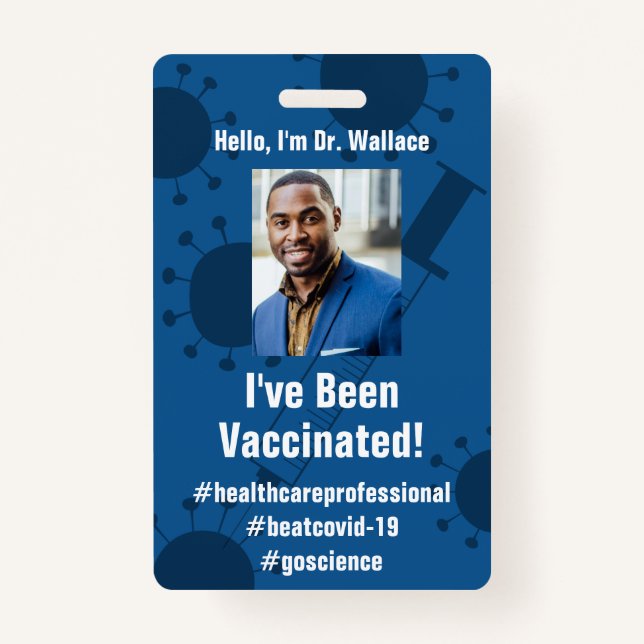 Badge J'ai été vacciné contre le Covid-19, Deep Blue (Devant)