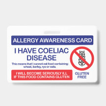 J'ai une maladie coeliaque | Carte de sensibilisat