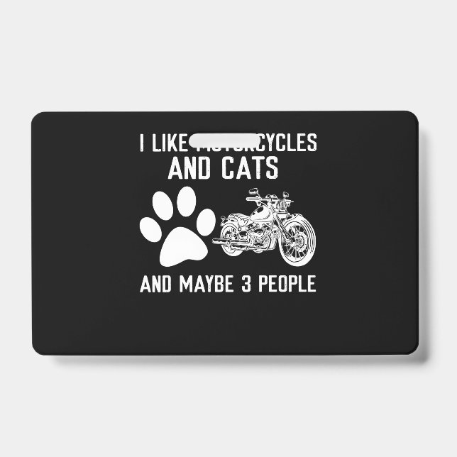 Badge J'Aime Les Motos Et Les Chats Drôle Don D'Art (Avant)