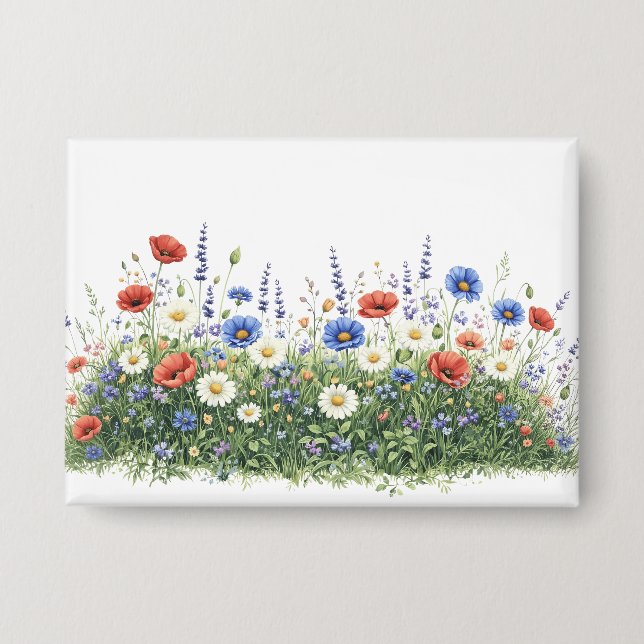 Badge Jardin botanique de prairie fleurie fleurs (Recto)