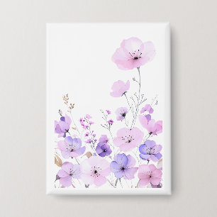 Badge Jardin de fleurs sauvages pastel Douce floraison f