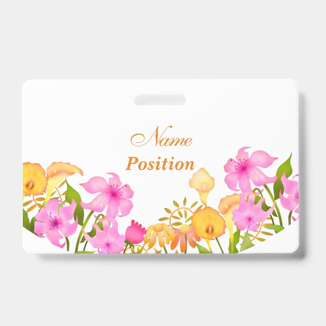 Badge Jardin Floral Nom Blanc (Avant)