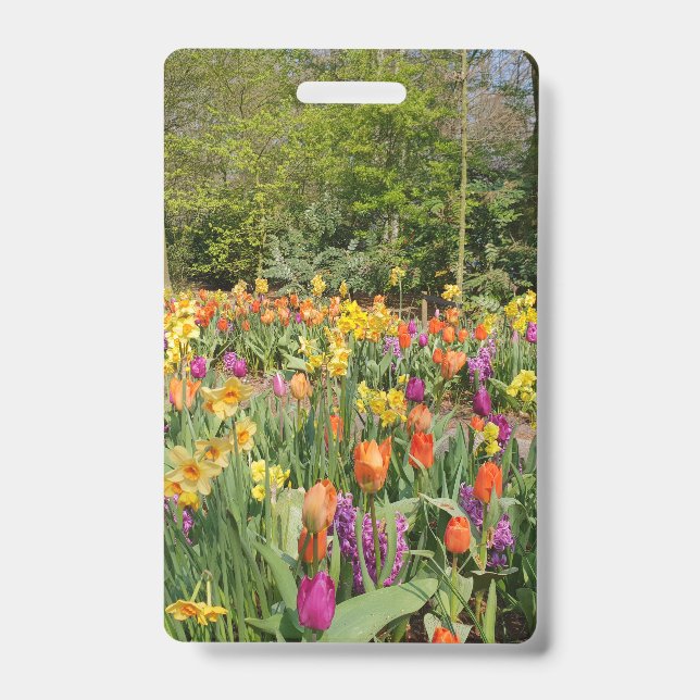 Badge Jardin vibrant de tulipes de Hollande (Avant)