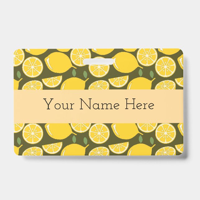 Badge Jaune Citron Moderne Amusant Mignon (Avant)