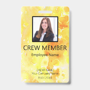 Badge jaune événement code QR membre d'équipage pe