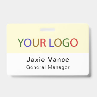 Badge Jaune personnalisé en plastique dur avec pince mét