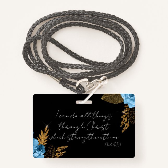 Badge Je Peux Faire Tout Ce Que La Bible Verse (Devant avec lanière)