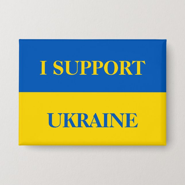 Badge Je soutiens l'Ukraine. Drapeau ukrainien.  (Recto)