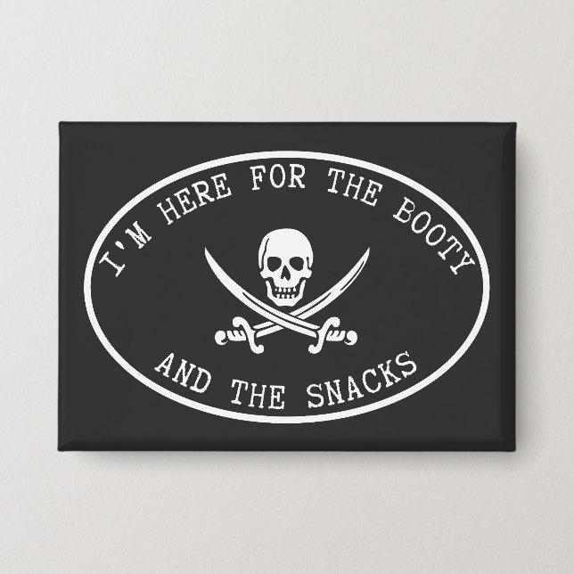 Badge Je suis là pour le butin et les snacks (Recto)