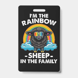 Badge Je suis le mouton arc-en-ciel dans la fierté famil