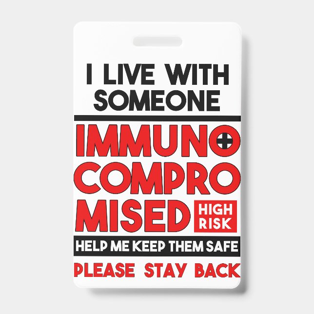 Badge Je Vis Avec Une Personne Immunodéprimée (Avant)