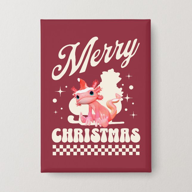 Badge Joli Axolotl de Noël Joyeux Noël (Recto)