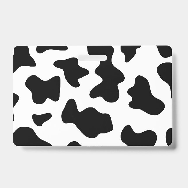 Badge joli cowboy impression vache de ferme noir et blan (Avant)
