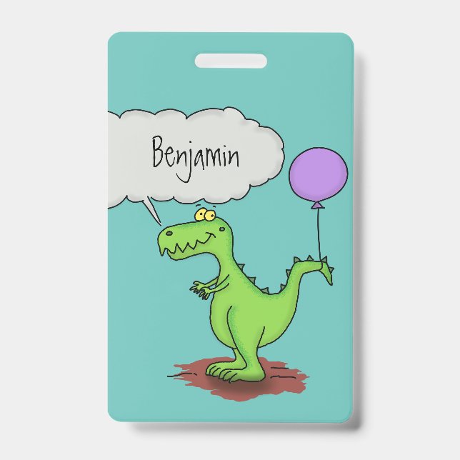 Badge Joli dragon de dessin animé vert qui respire le fe (Avant)