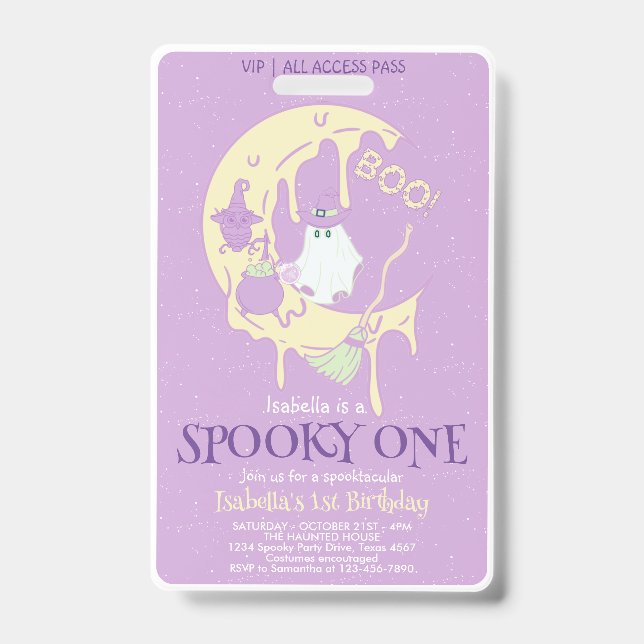 Badge Joli Fantôme Spooky One 1er Anniversaire Halloween (Avant)