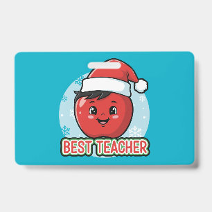 Badge Joli Meilleur Professeur Noël Pomme Vacances