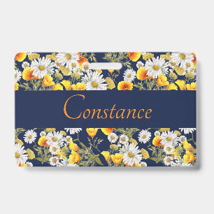 Badge Joli Motif Chamomile & Poppies Personnalisé