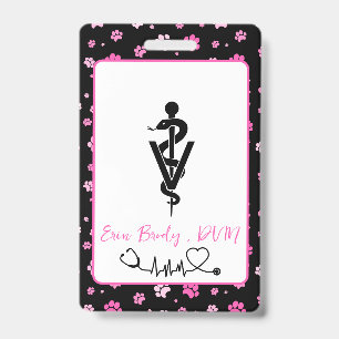 Badge Joli Nom De Médecin Vétérinaire De Couleur Rose