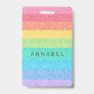 Badge Joli Nom Personnalisé Coloré Rayures Arc-en-ciel P